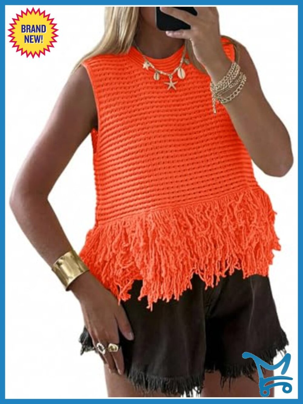 Crochet Crop Tank Top Fringe Boho Summer Sweater Vest Sleeveless